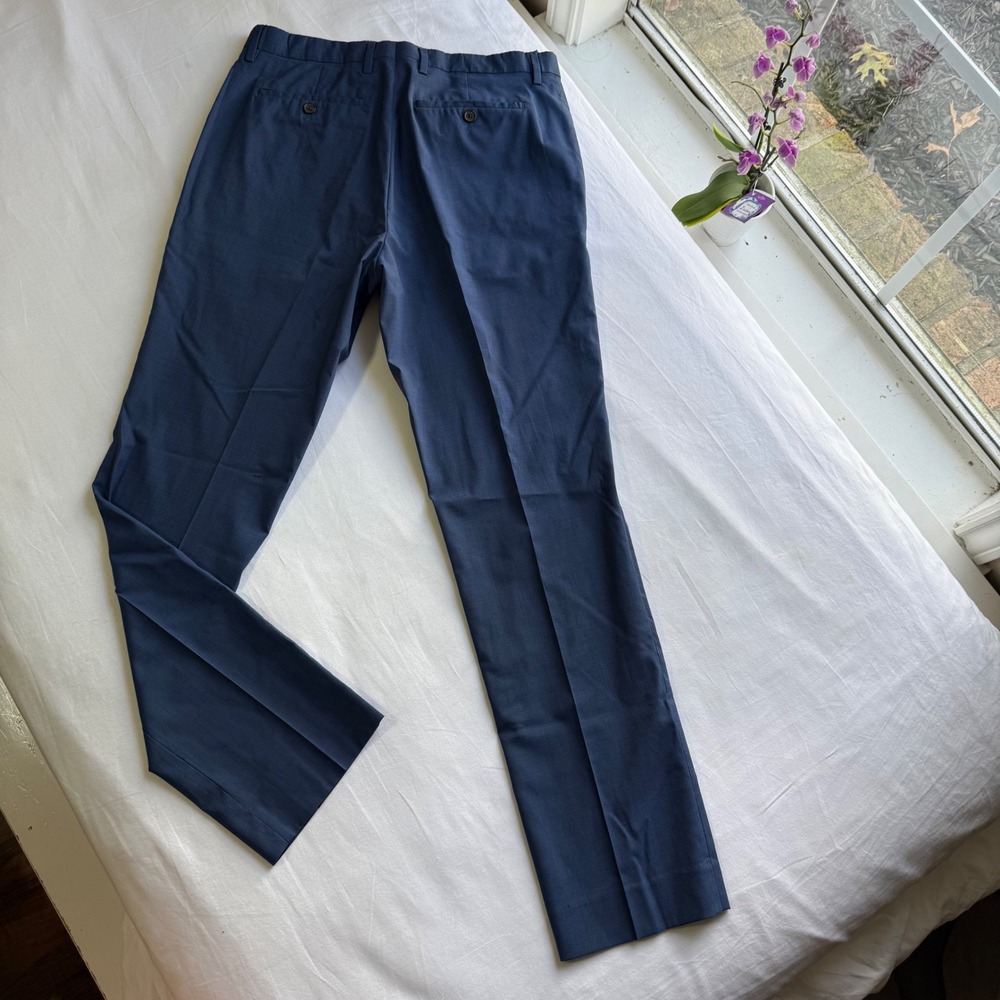 Banana Republic Slim Fit Blue Stretch Wool Dress Pants 32x32 Stain Resistant